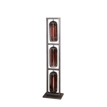 Stehlampe 3L turm smoke Glas / Lochstahl