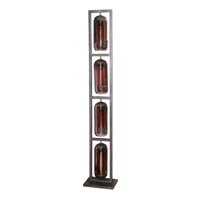 Stehlampe 4L turm smoke Glas / Lochstahl
