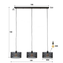 Hängelampe 3L mesh round/Artic schwarz