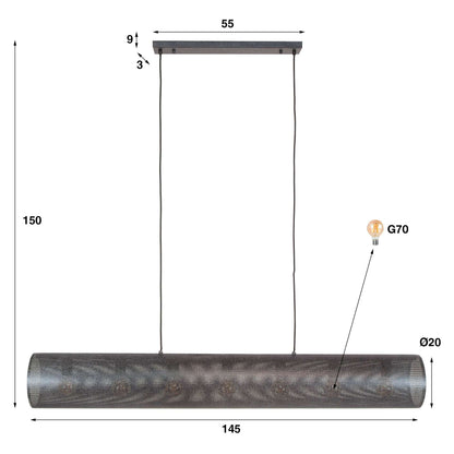 Hängelampe 7L Rohr XL mesh