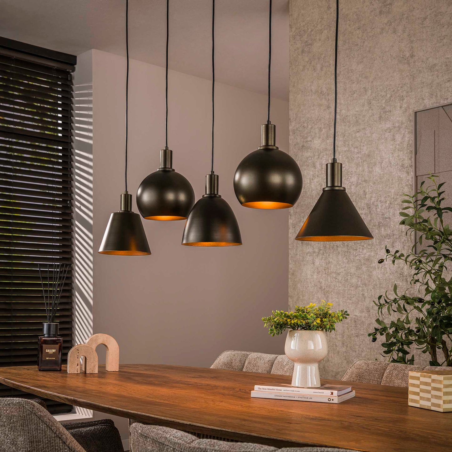 Hängeleuchte Metallo 5-light / Sienna braun