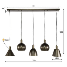 Hängeleuchte Metallo 5-light / Sienna braun