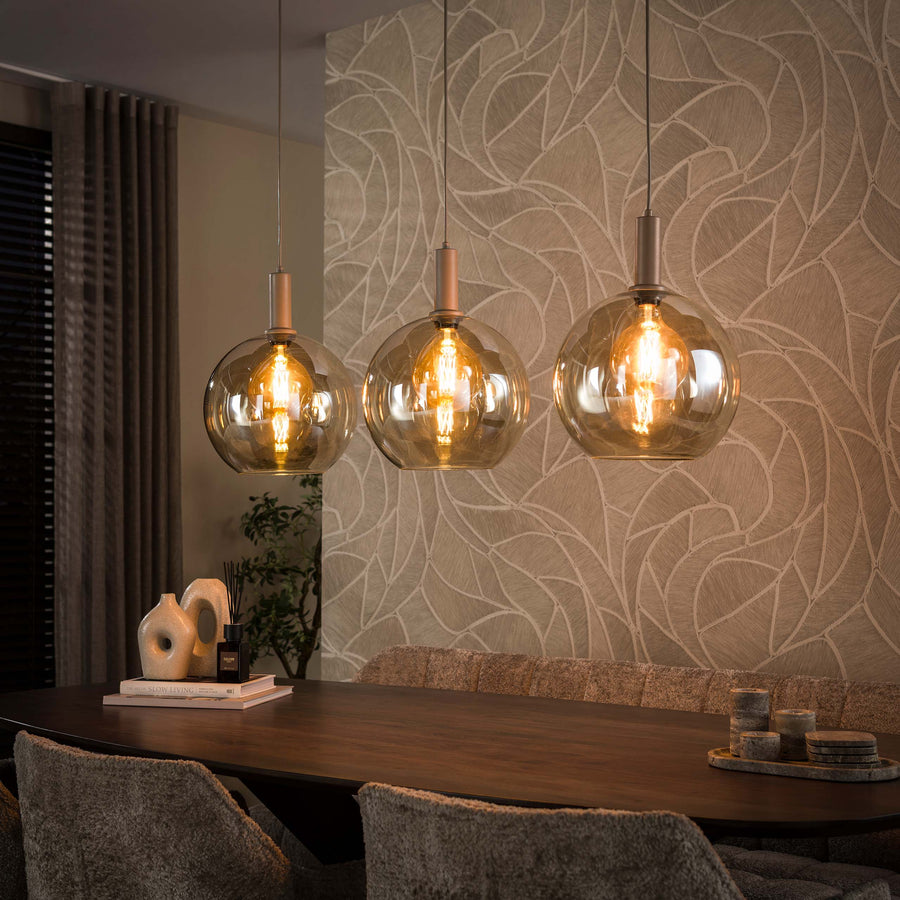 Hängelampe 3-flammig, Glas – Beige