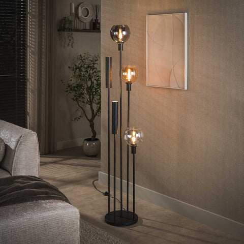 Stehlampe 5-flammig – Mattschwarz