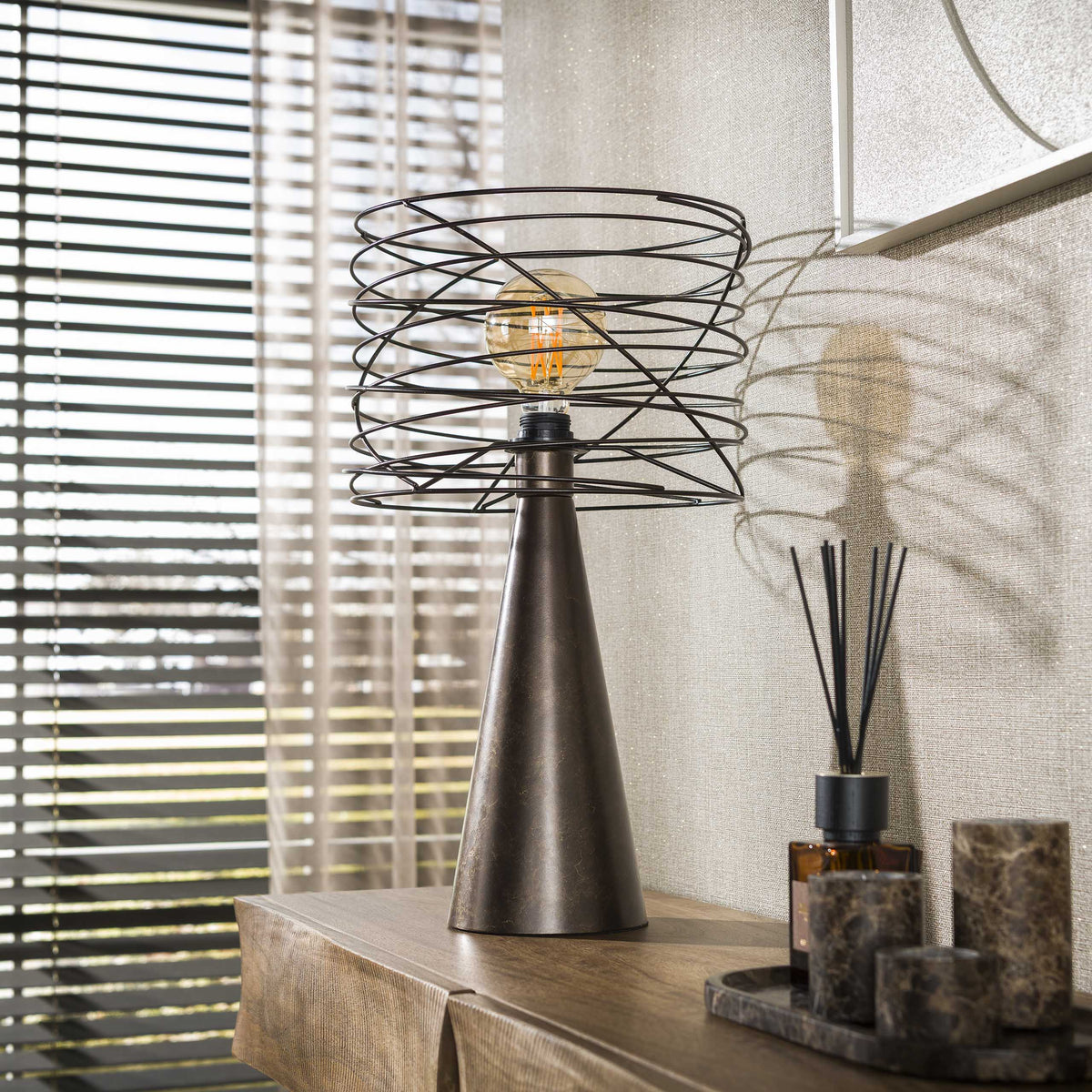 Tischlampe 1-flammig – Urban-Braun – Bild 2