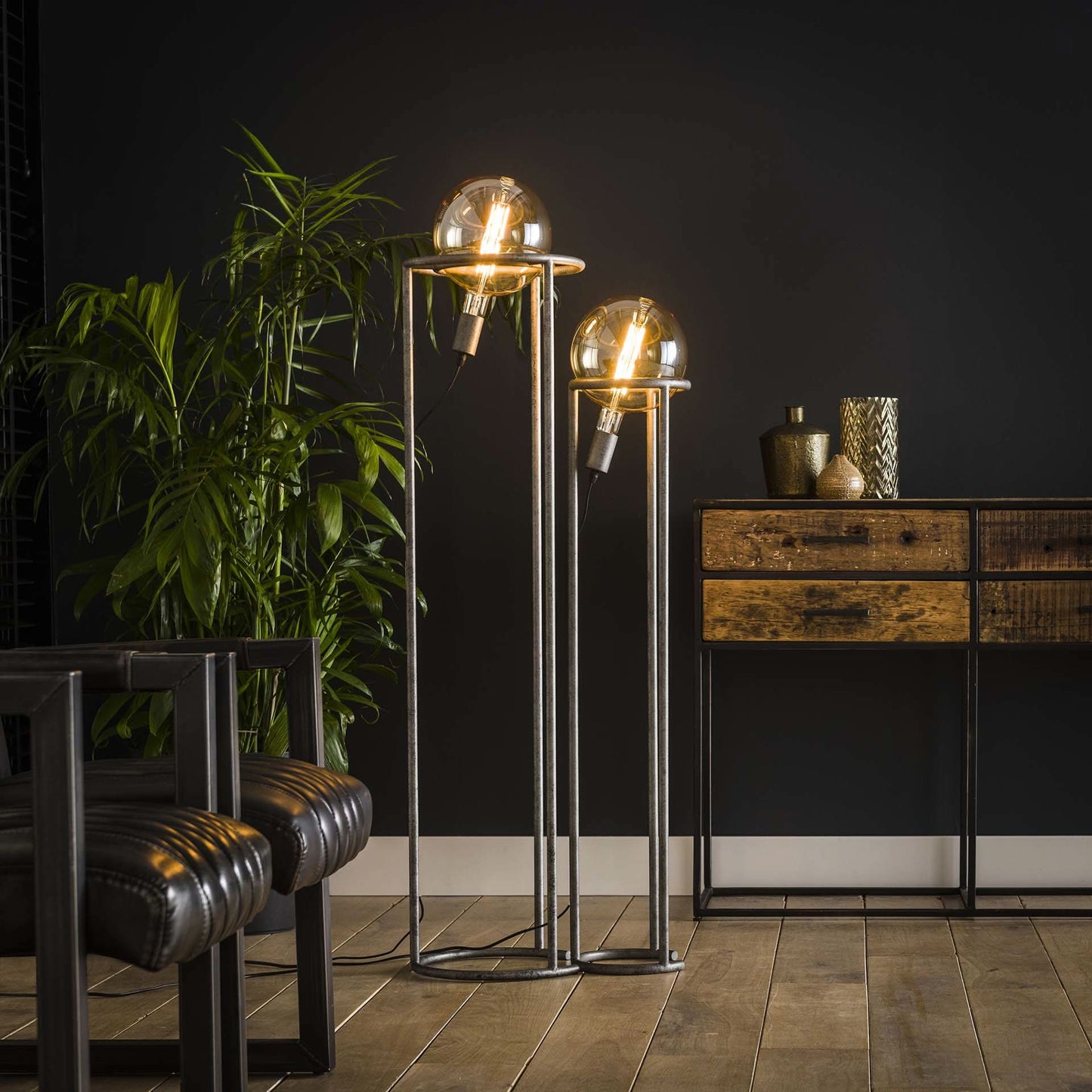 Stehlampe 2L match Set/2 Ç?200 mm Lichtquelle / Alt Silber Finish