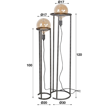 Stehlampe 2L match Set/2 Ç?200 mm Lichtquelle / Alt Silber Finish