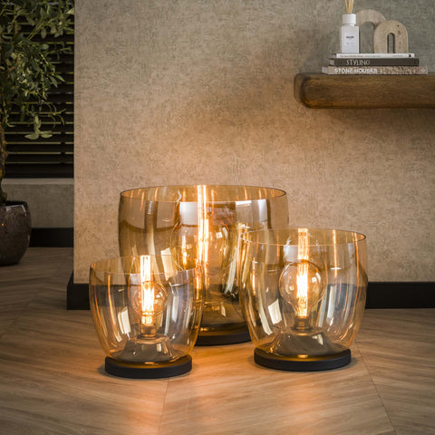 Stehlampe 1-flammig, Glas, 29 cm breit – Bernsteinglas