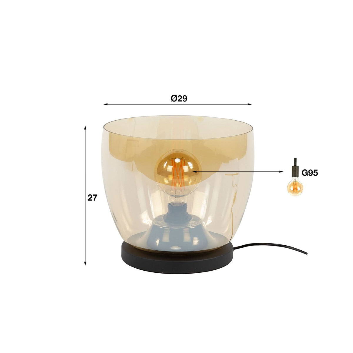 Stehlampe 1-flammig, Glas, 29 cm breit – Bernsteinglas – Bild 6