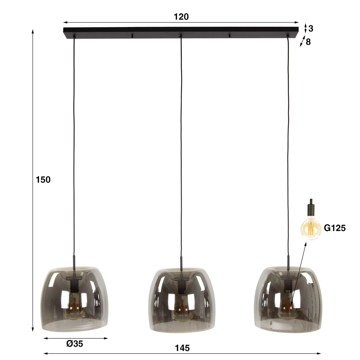 Hängelampe 3L drift glass – Ansicht 6
