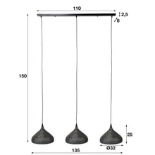 Hängelampe 3xØ32 Punsch trichter / Schwarz-braun
