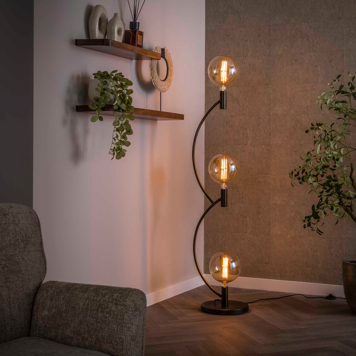 Stehleuchte Arcus 3-flammig – Sienna brown von Sofa4You