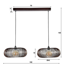 Hängelampe 2x Ø43 Scheibe draht Kupfer Twist/Schwarz Nickel