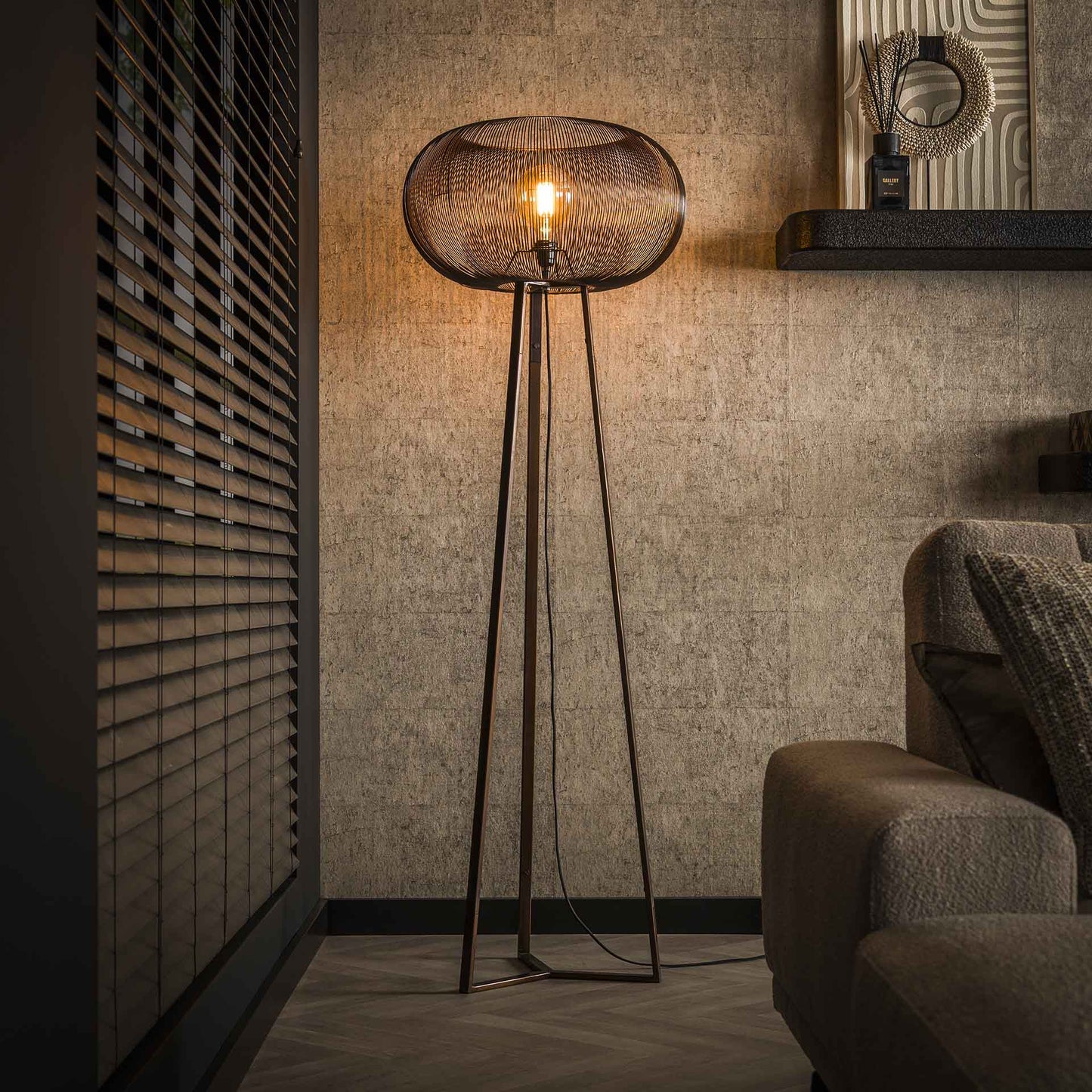 Stehlampe 3 Bein copper twist