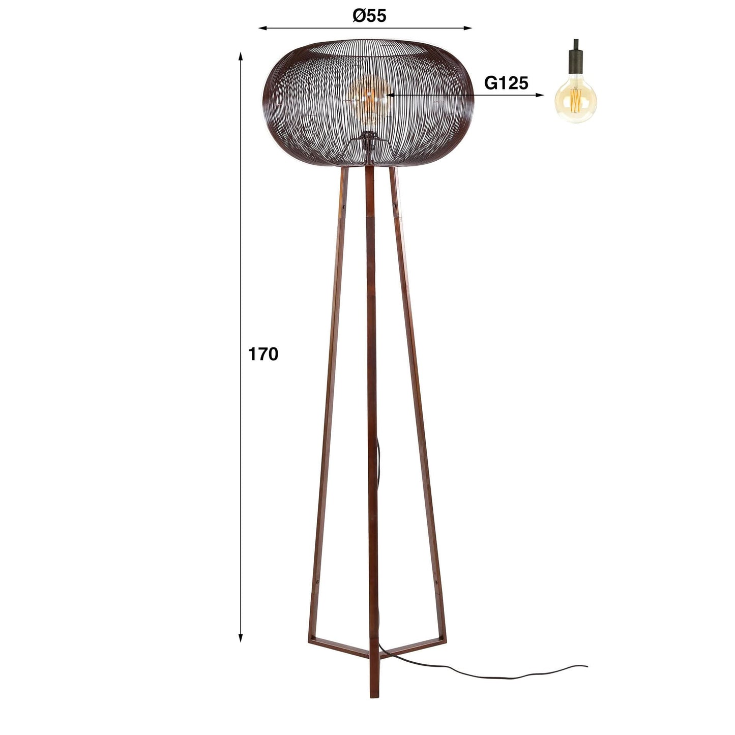 Stehlampe 3 Bein copper twist