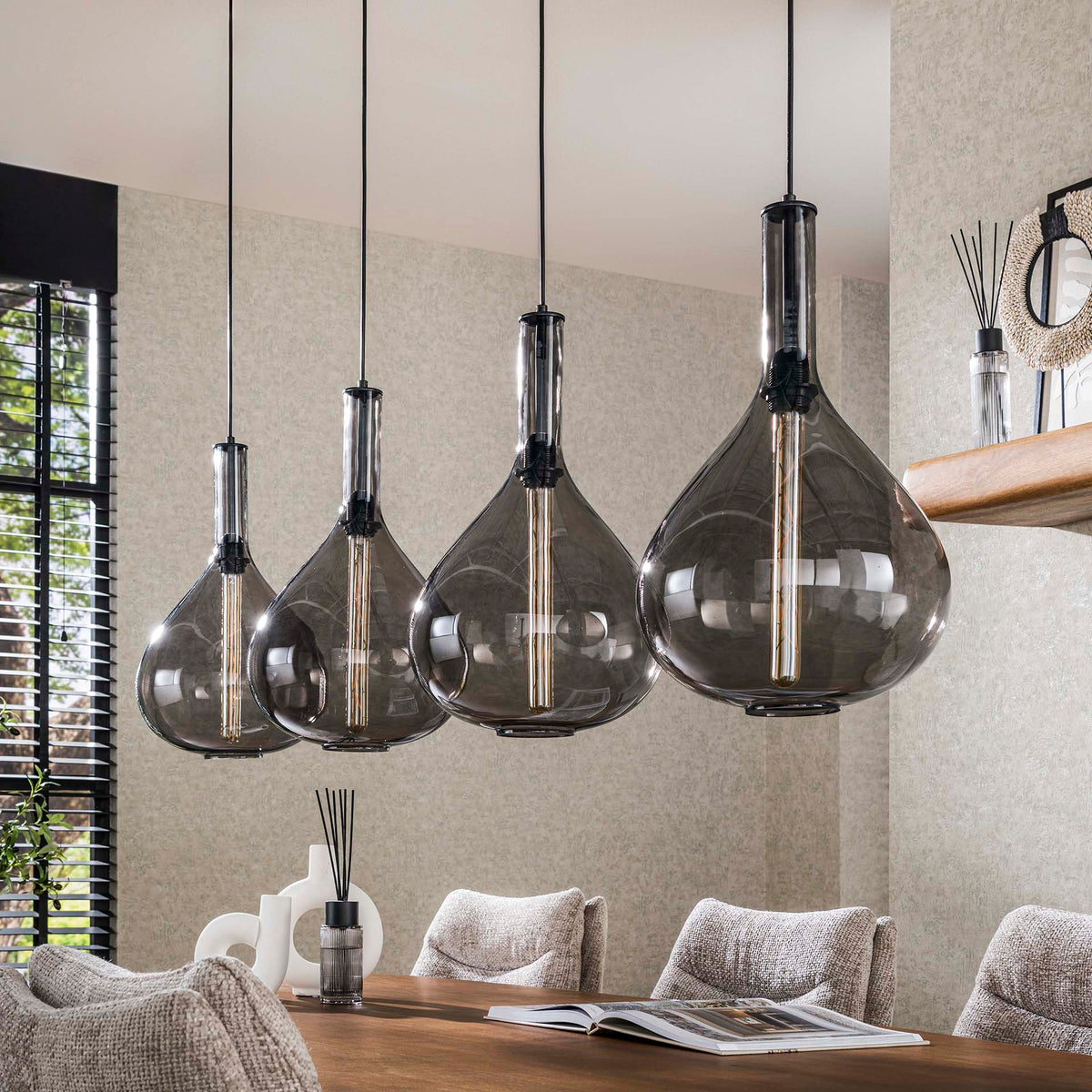 Hängelampe 4L drop glass – Artic schwarz – Ansicht 2