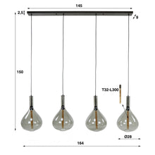 Hängelampe 4L drop glass/Artic schwarz