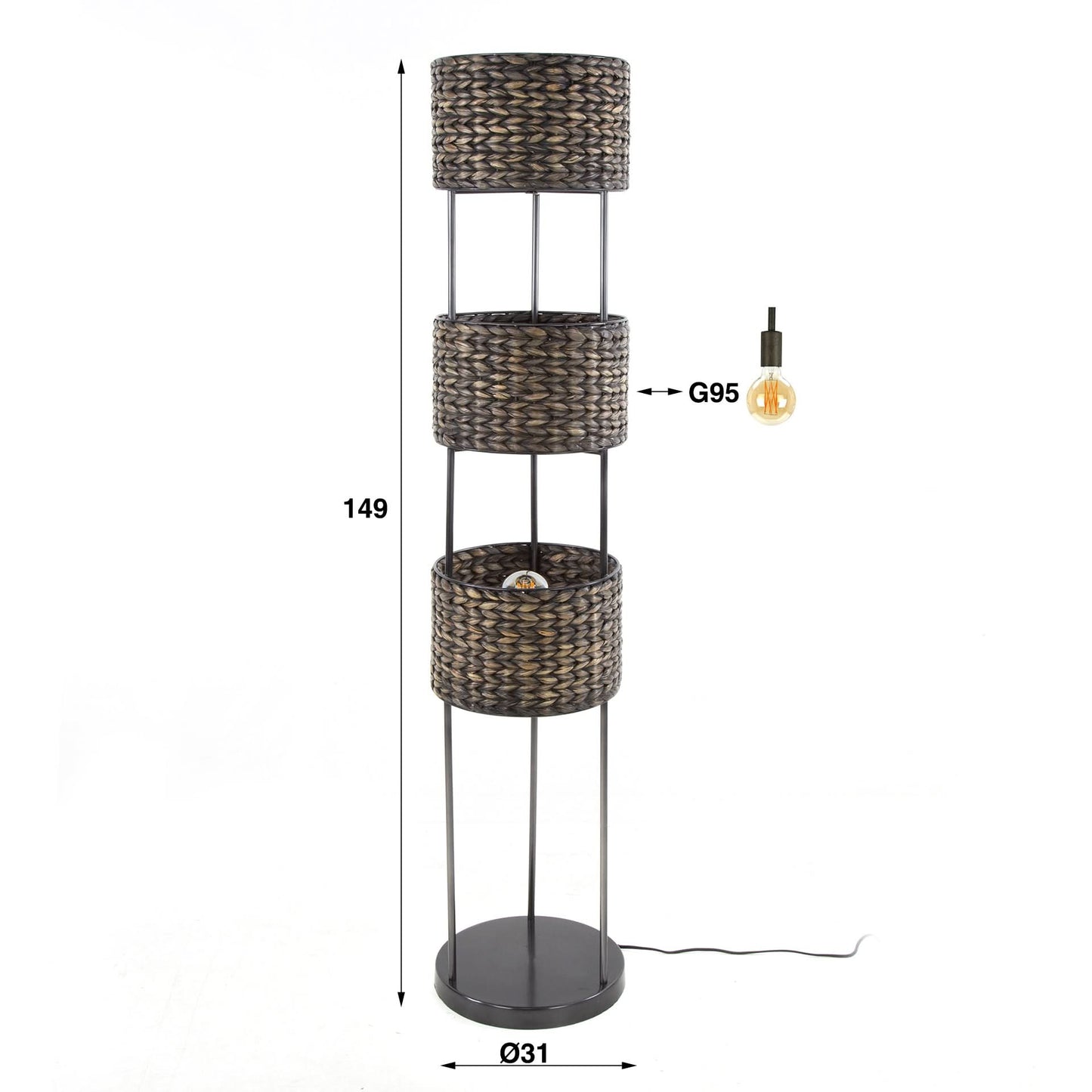 Stehlampe 3L tower Wasserhyazinthe