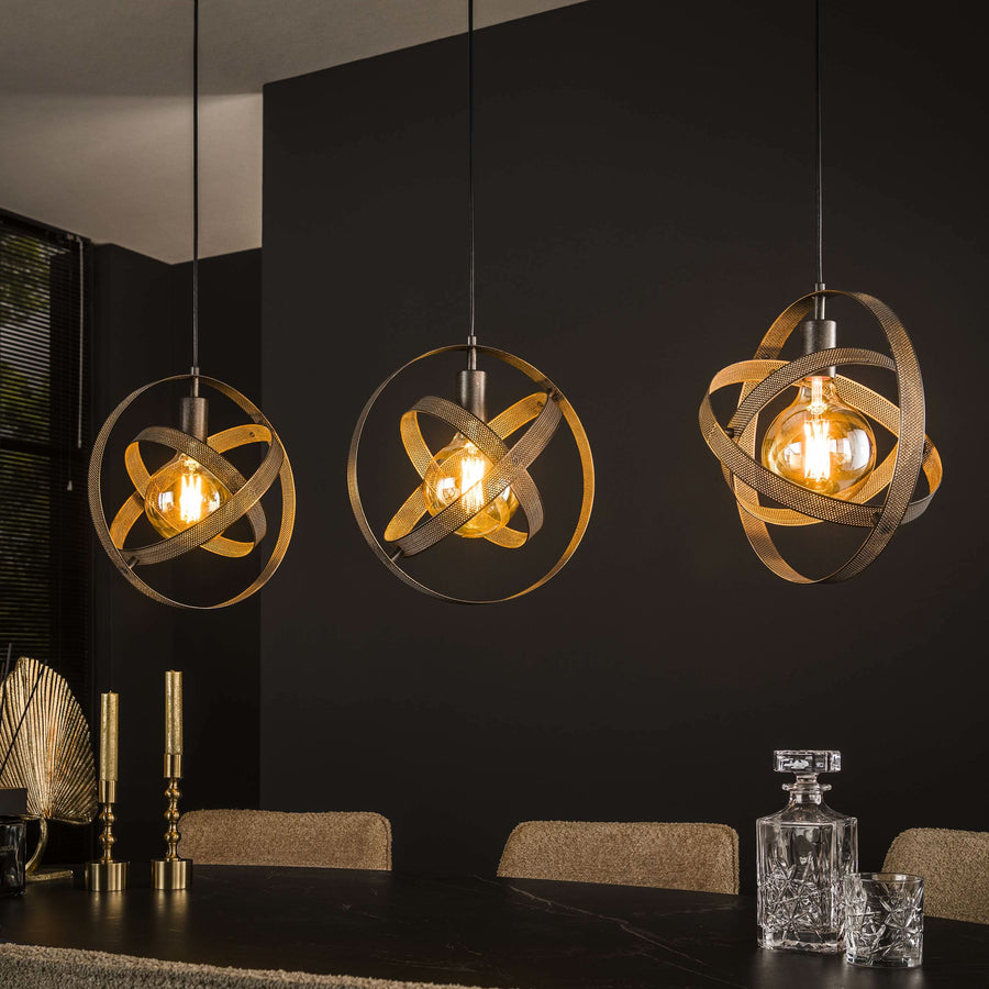 Hängelampe 3-flammig, Metall, 115 cm breit – Mattschwarz