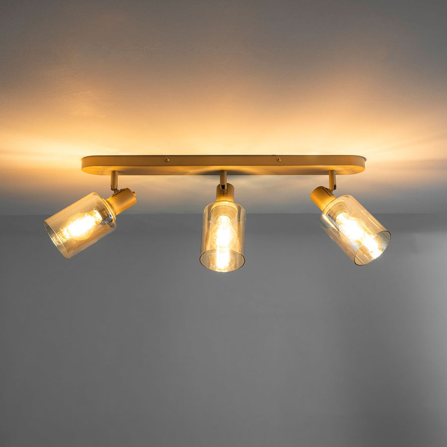 Deckenleuchte 3-flammig, 75 cm breit, H 24 cm – Beige