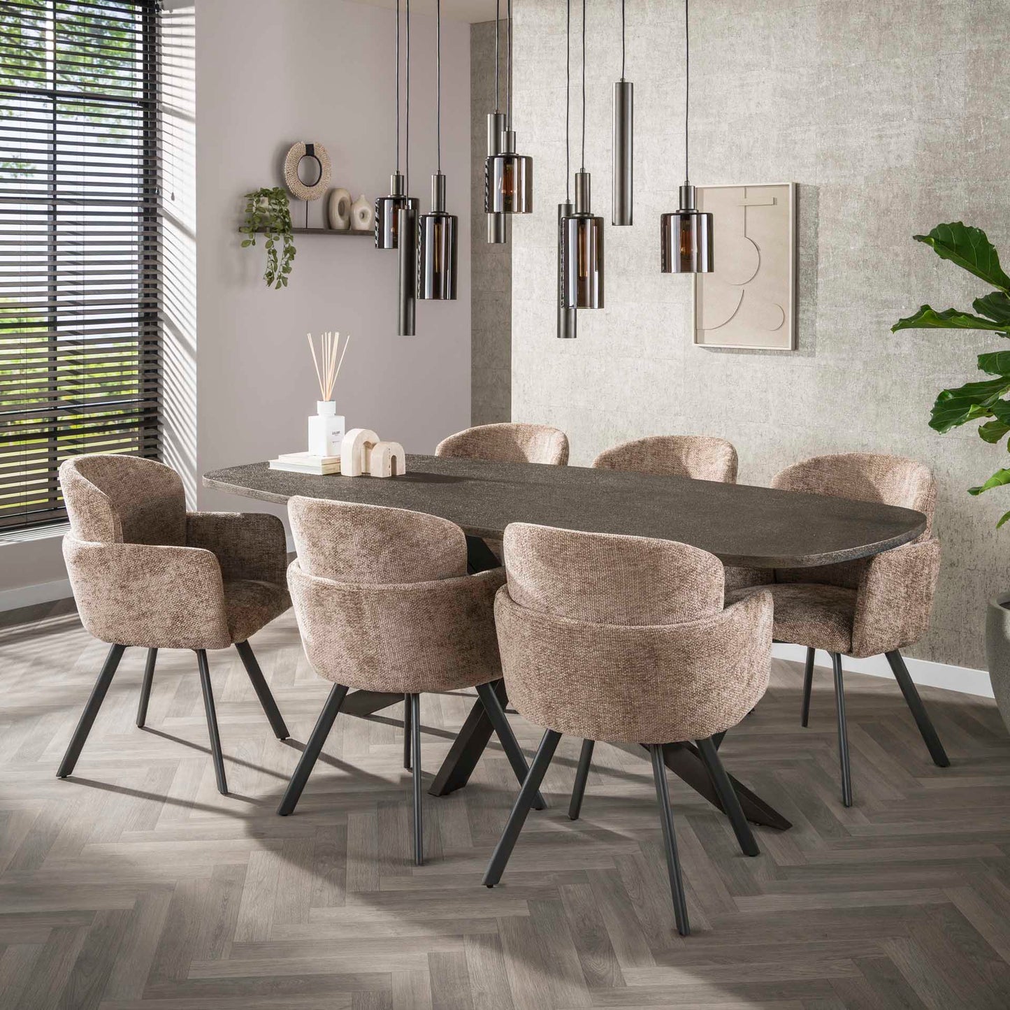 Hängelampe Sepiora 5+4-light / Sienna brown