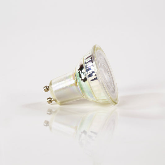 Lichtquelle: dimmbare LED GU10 / Transparentes Glas