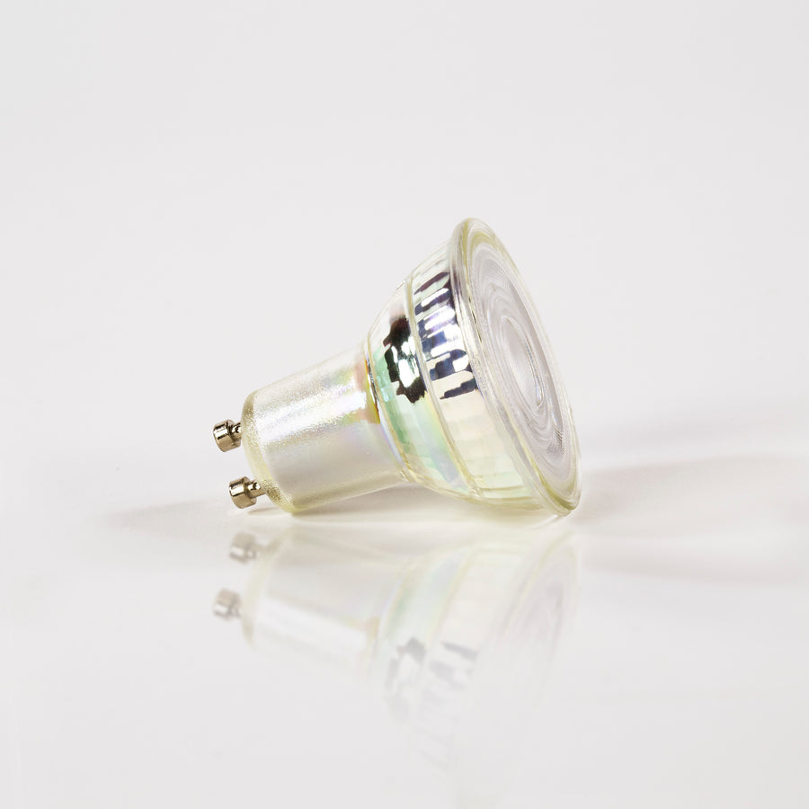 Lichtquelle: dimmbare LED GU10 / Transparentes Glas