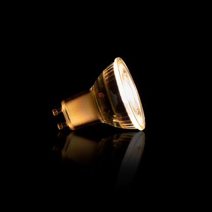 Lichtquelle: dimmbare LED GU10 / Transparentes Glas
