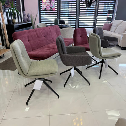 Design Essgruppe 6-tlg. – Bank + 5 drehbare Stühle (Cord & Webstoff)