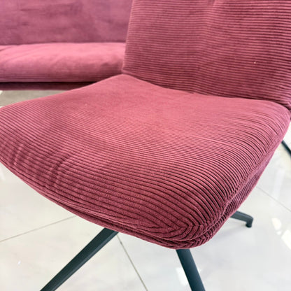 Design Essgruppe 6-tlg. – Bank + 5 drehbare Stühle (Cord & Webstoff)