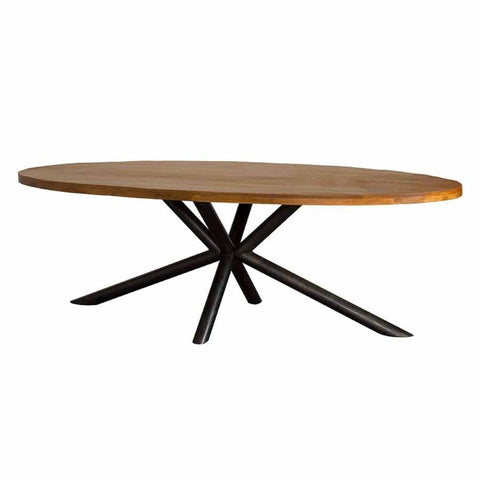 Esstisch Sorum oval – Mangoholz, Gestell Metall natur, Braun
