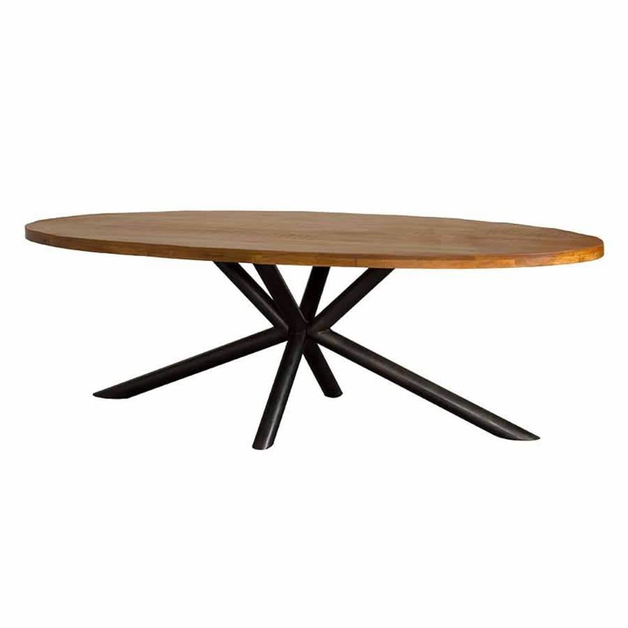 Esstisch Sorum oval – Mangoholz, Gestell Metall natur, Braun