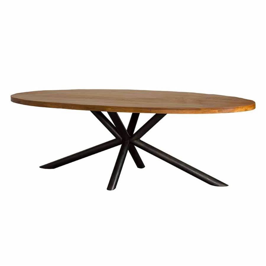 Esstisch Sorum oval – Mangoholz, Gestell Metall natur, Braun