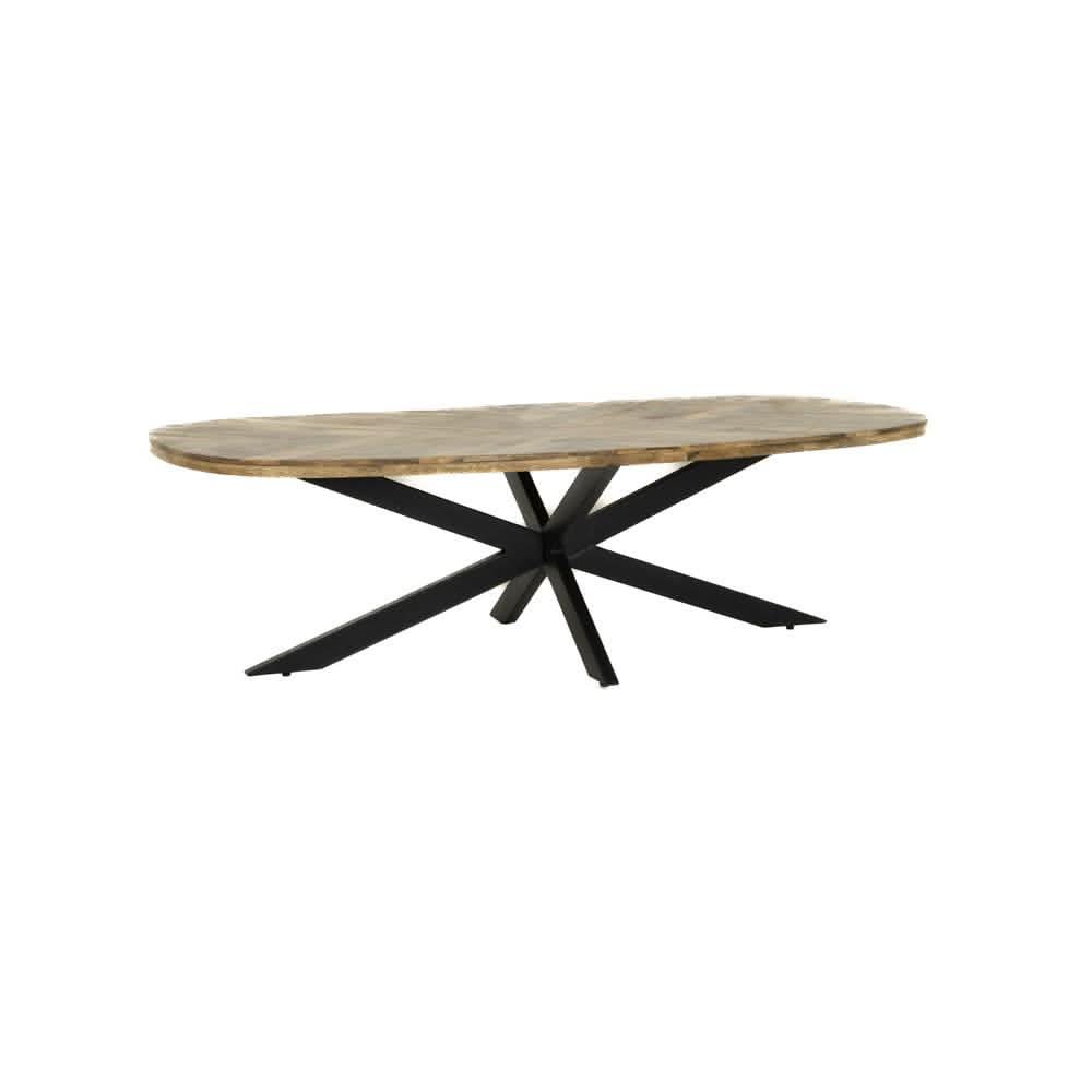 Couchtisch in Bootsform, Mangoholz, Gestell Metall schwarz