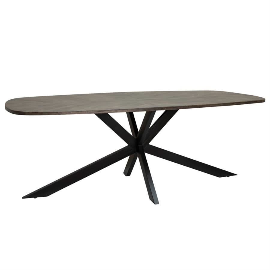 Lerum Esstisch – Mangoholz, Gestell Metall schwarz, Olivbraun