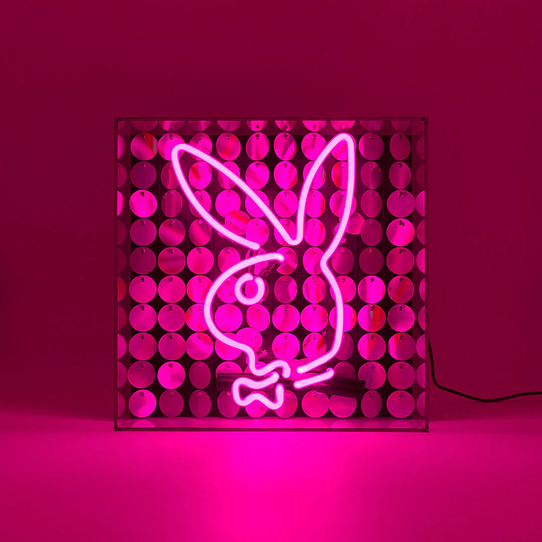 Playboy X Locomocean – Disco Bunny – Glas-Neon-Box-Schild