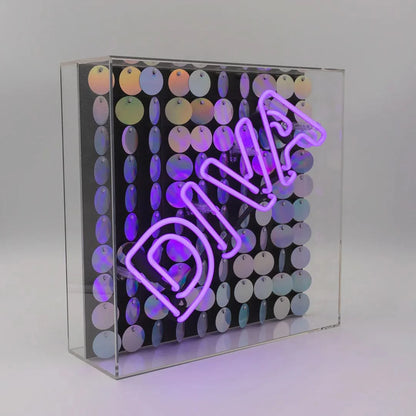 Diva" Acrylbox Neonlicht mit Pailletten