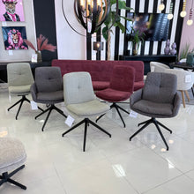 Design Essgruppe 6-tlg. – Bank + 5 drehbare Stühle (Cord & Webstoff)