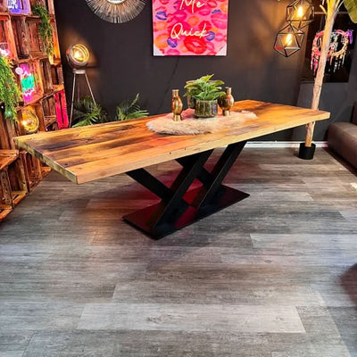 Esstisch Eiche - Altholz - 5cm - BigFoot Double - gerade Kante