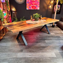 Esstisch Eiche - Altholz - 5cm - X Fineline - gerade Kante