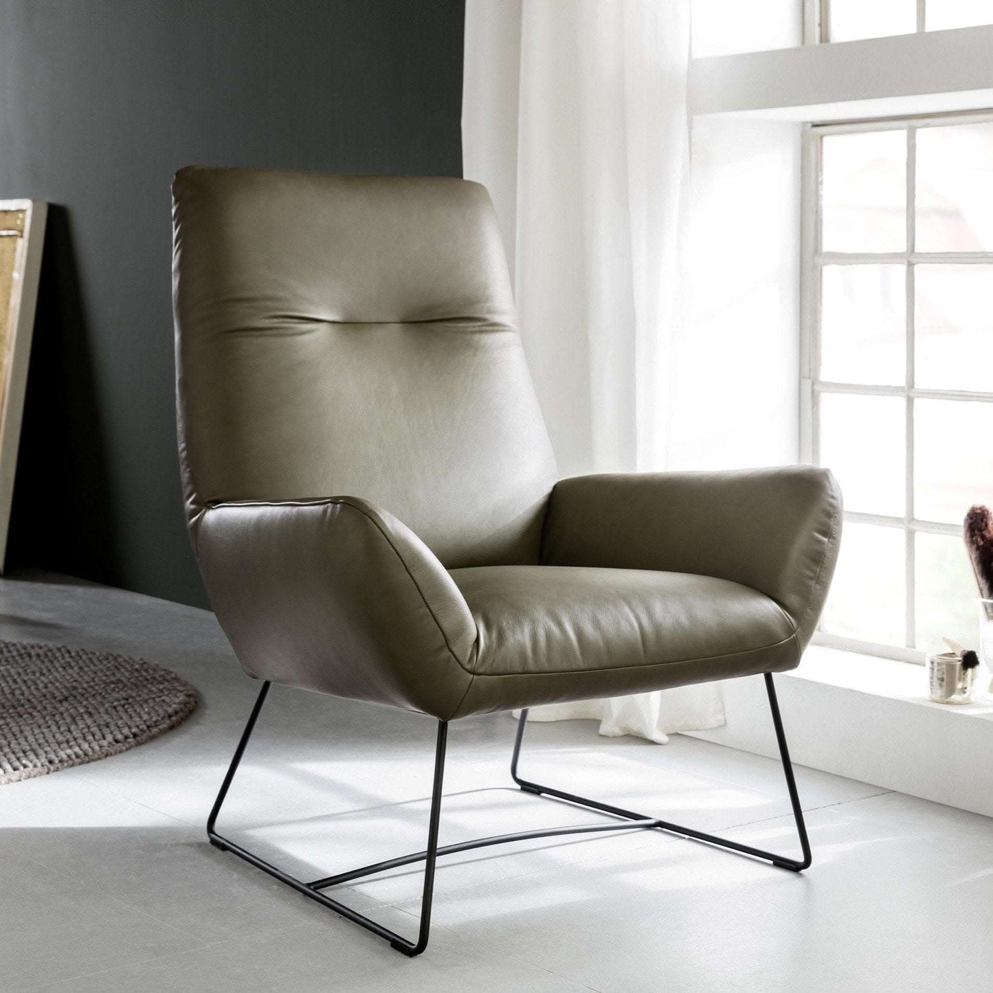 Sessel Basic - Leder Mercure Oliv