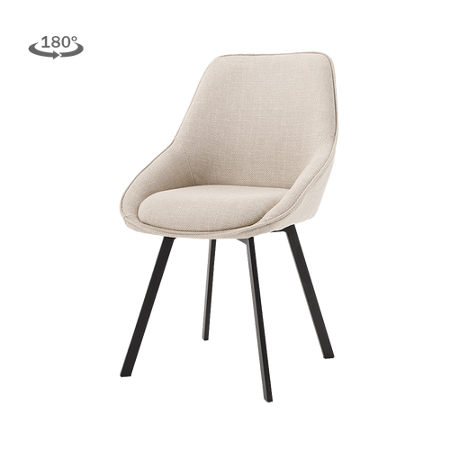 Askim Esszimmerstuhl drehbar, Gestell Metall Schwarz – Beige, ohne Armlehnen