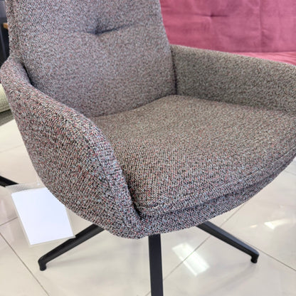 Design Essgruppe 6-tlg. – Bank + 5 drehbare Stühle (Cord & Webstoff)