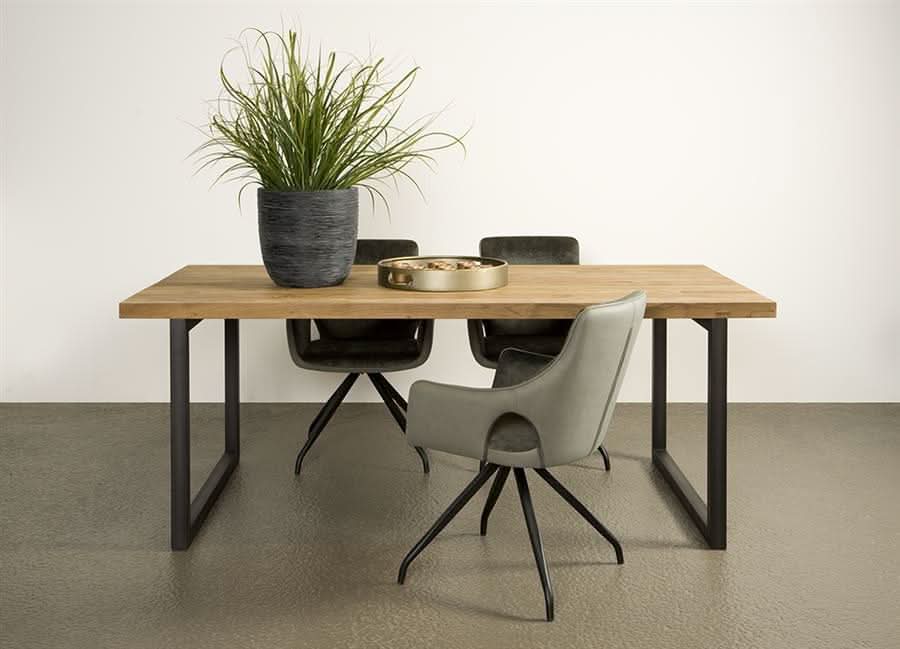 Esstisch Namsos – Teakholz recycelt, Gestell Metall natur, Metallbeine, Natur