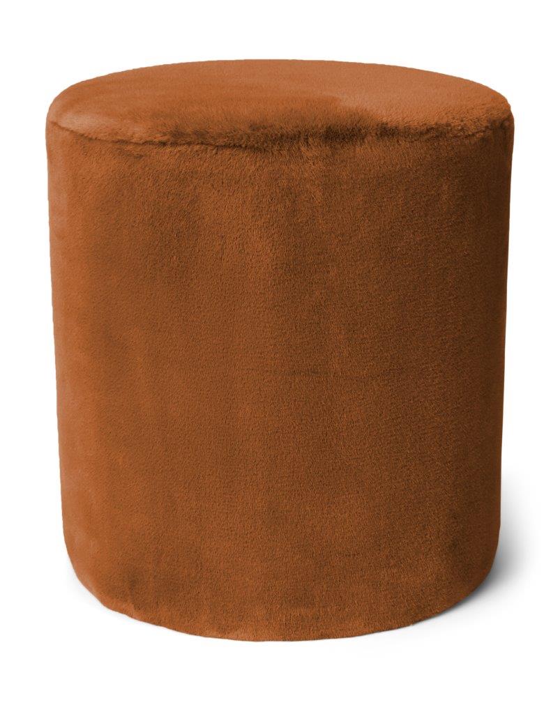 Furry Pouf 40x43cm - Leather brown