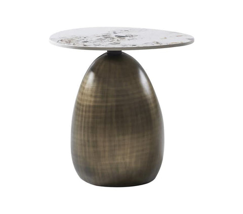 Beistelltisch Casa rund – Keramik, Gestell Fiberglas Bronze