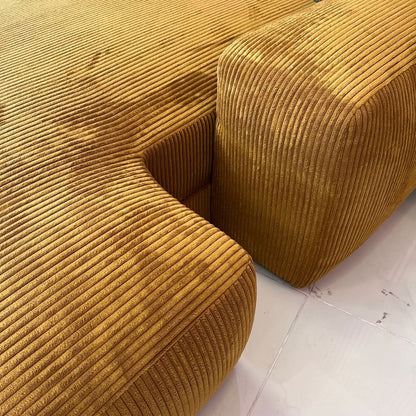 Megasofa, zwei große Sitzflächen, breite Armlehnen, zwei Rückenlehnen, Cord, elektrische Liegetiefenverstellung