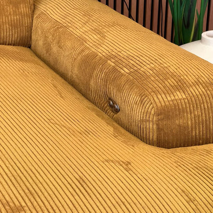 Megasofa, zwei große Sitzflächen, breite Armlehnen, zwei Rückenlehnen, Cord, elektrische Liegetiefenverstellung