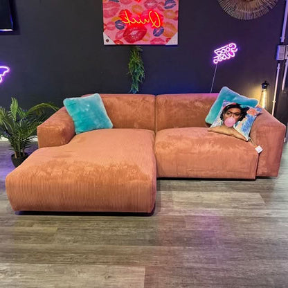 Hudson Ecksofa, Breitcord, Coral, Wunschmaß