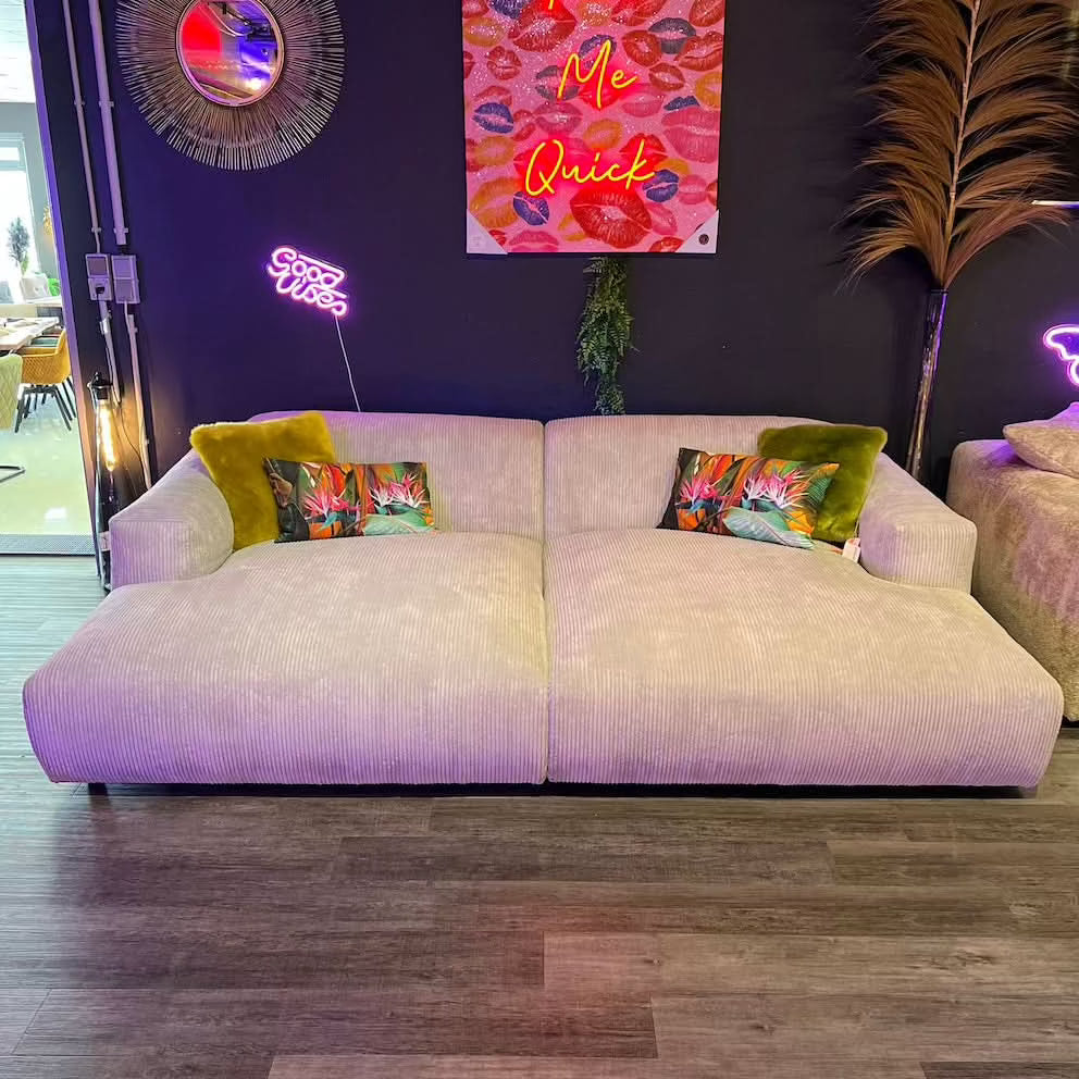 Hudson Megasofa, Breitcord, creme, Wunschmaß